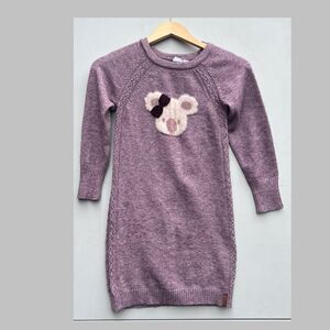 DEUX PAR DEUX Long Sleeve Knitted Dress With Applique, Purple With Koala Pattern